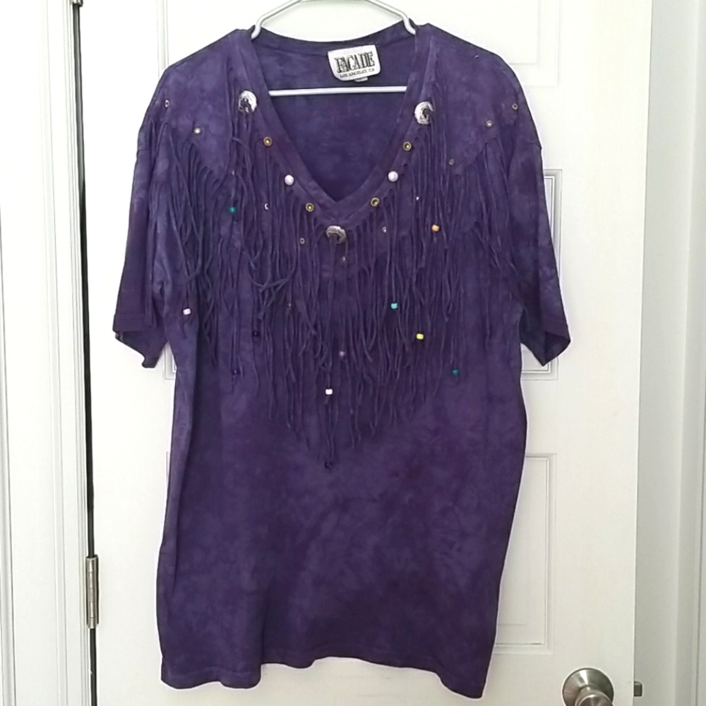 Vintage Purple fringed T Shirt
